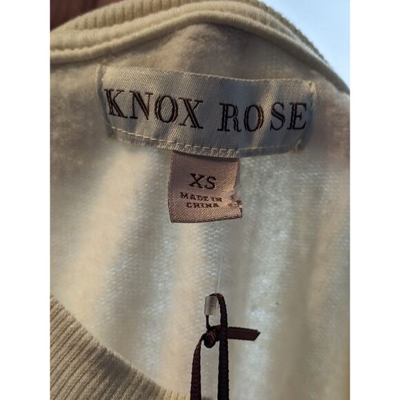 Knox Rose Tie Dye Off White Sweatshirt XS Dropped Shoulders Crew Long Sleeve New - Picture 5 of 8